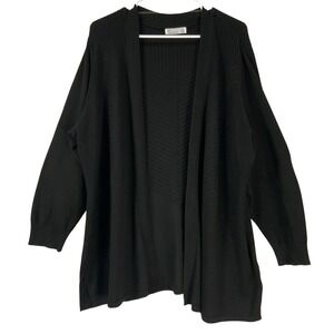 89th + Madison Black Ribbed Knit Open Front Cardigan Sweater Plus Size 1X